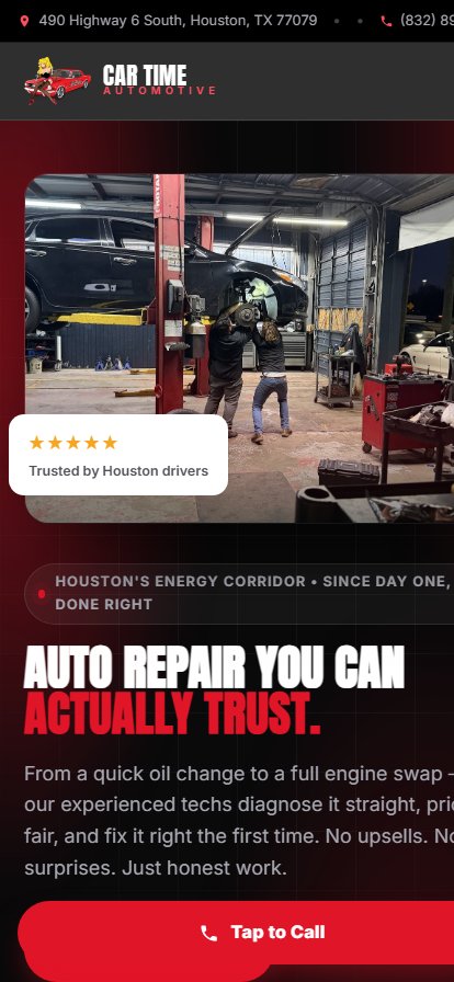 Car Time Automotive site on a phone